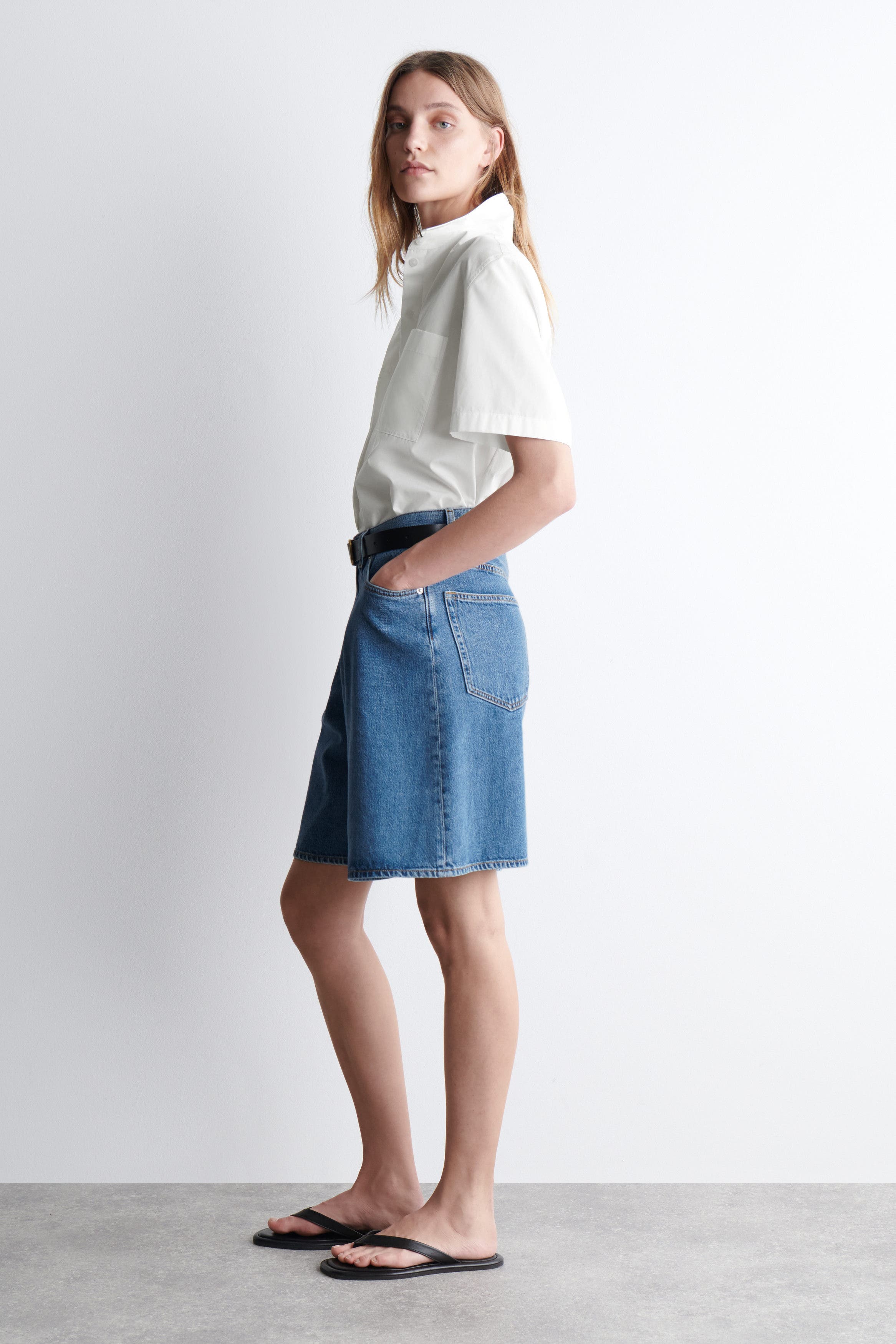 Wide-Leg Denim Shorts - image 2