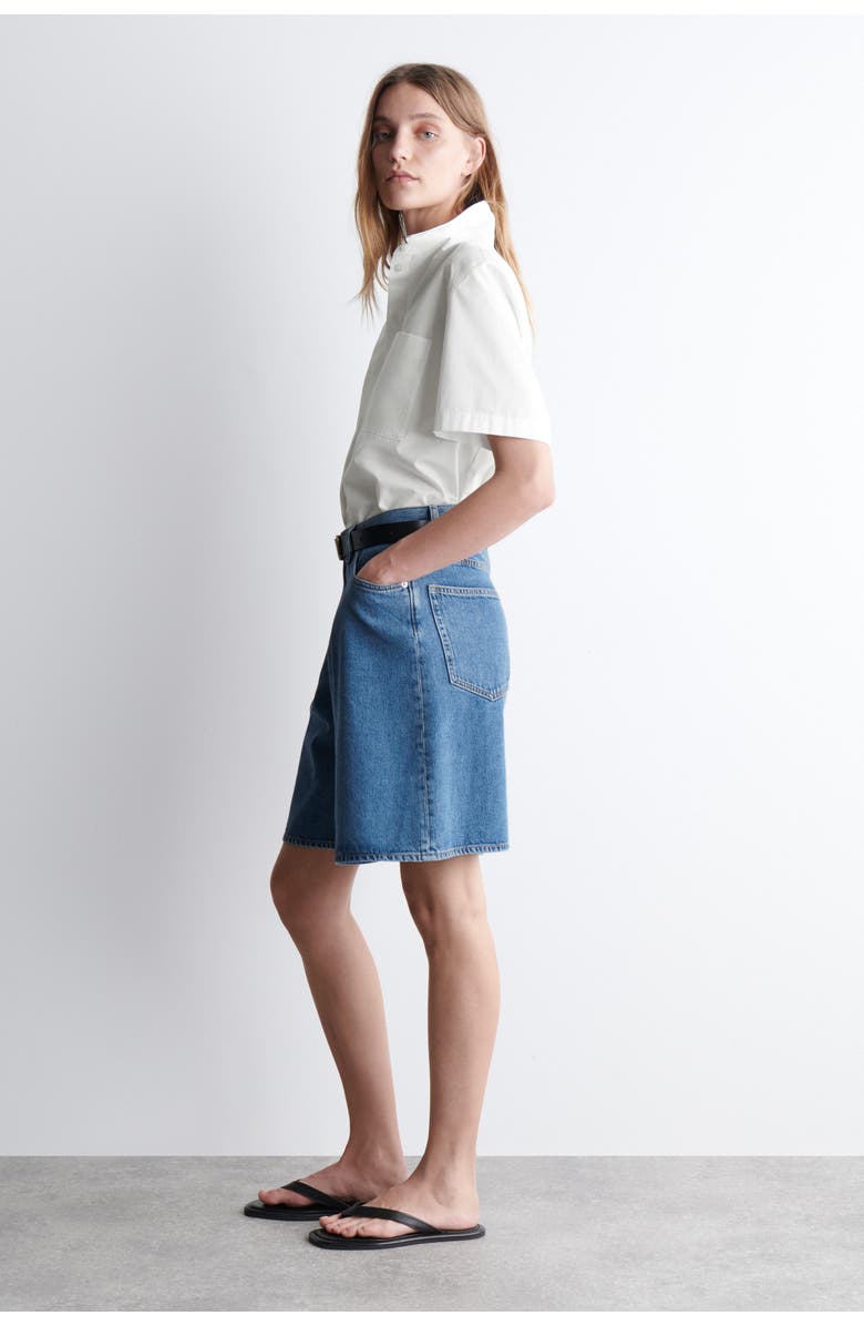 COS Wide-Leg Denim Shorts, Alternate, color, Blue