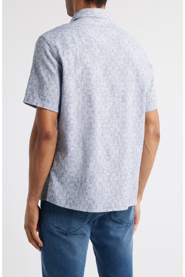Wymer Short Sleeve Cotton & Linen Button-Up Shirt, Alternate, color, NAVY