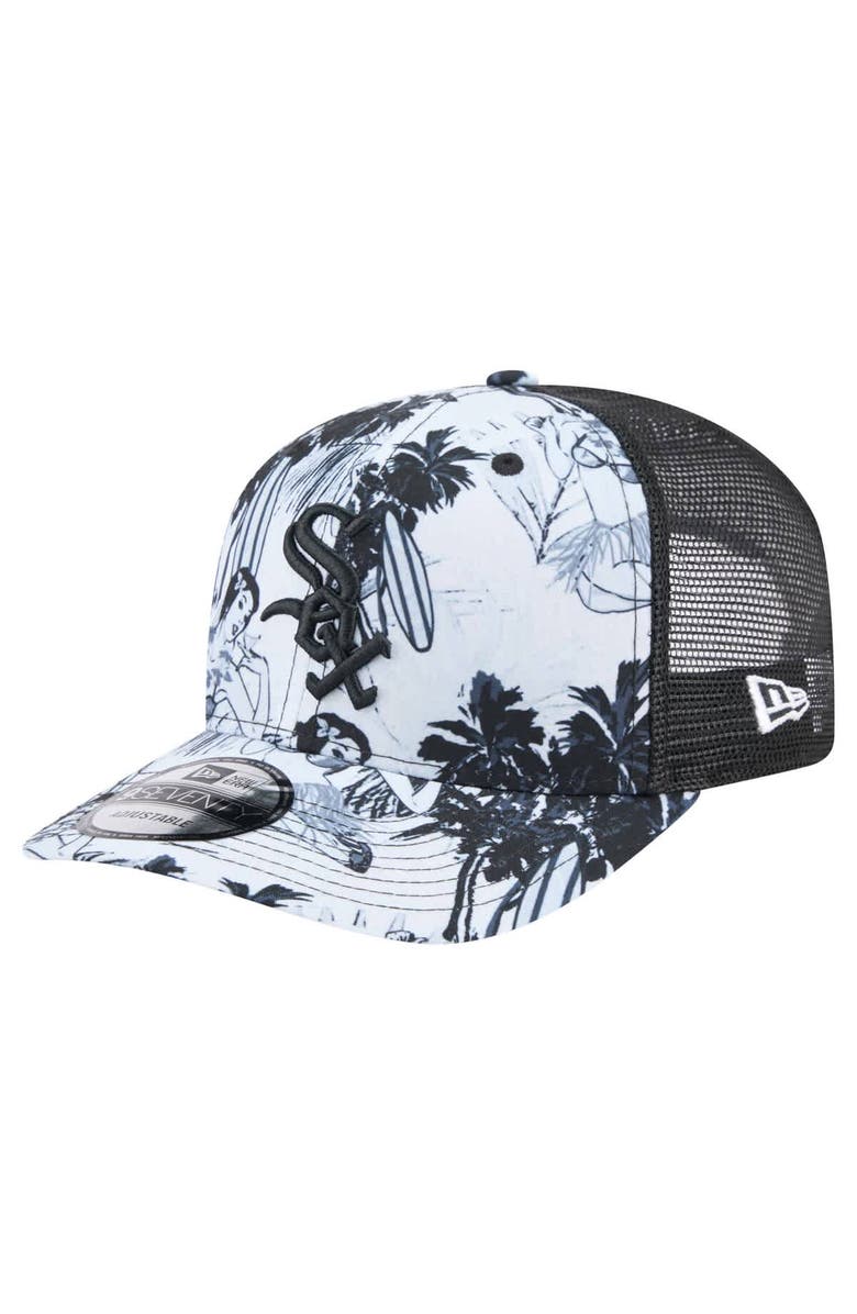 New Era Men's New Era Black Chicago White Sox Hula Trucker 9SEVENTY Adjustable Hat, Main, color, Black