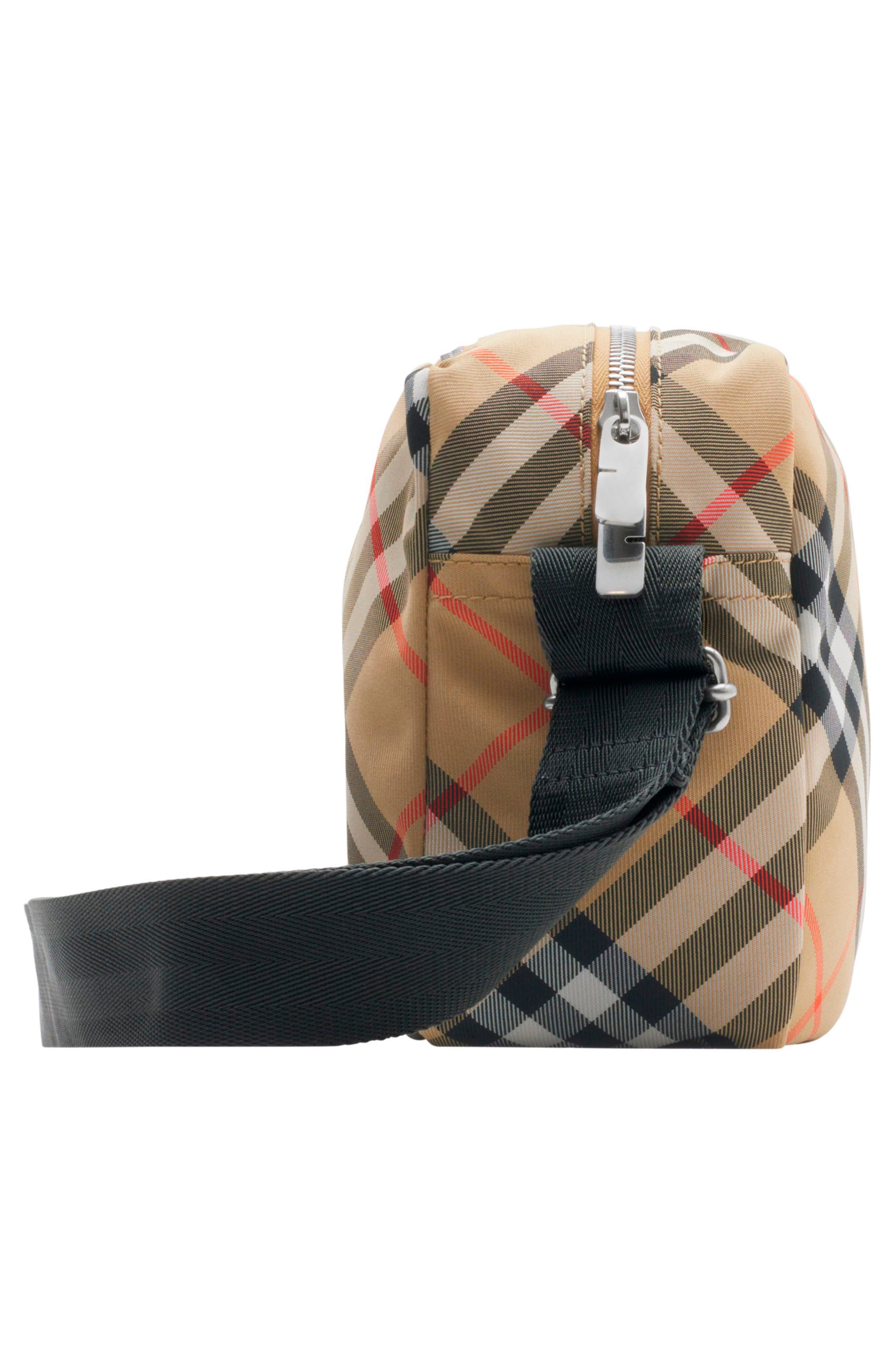 Burberry Equestrian Knight Check Crossbody Bag, Alternate, color, Sand