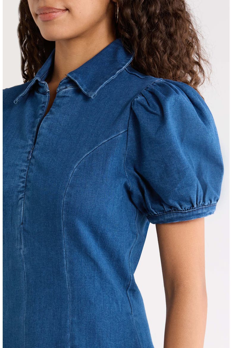 Adalyn Puff Sleeve Denim Minidress, Alternate, color, DENIM BLUE
