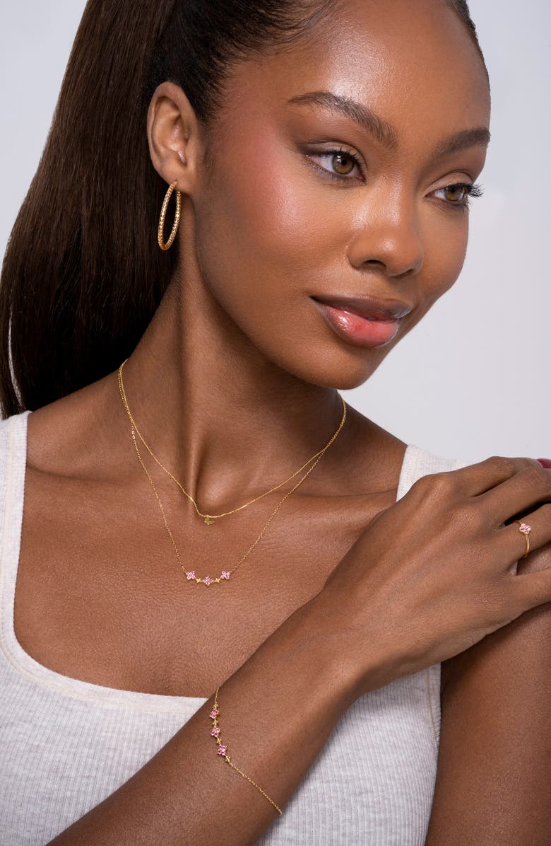 Bony Levy Clover Pink Tourmaline Bracelet, Alternate, color, 14K Yellow Gold