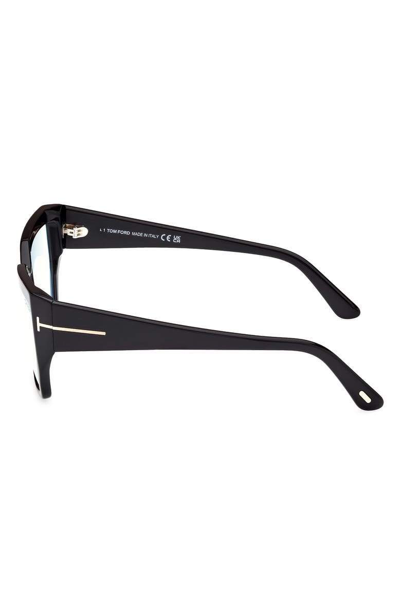 TOM FORD 54mm Square Blue Light Blocking Optical Glasses, Alternate, color, Black Eco / T Logo