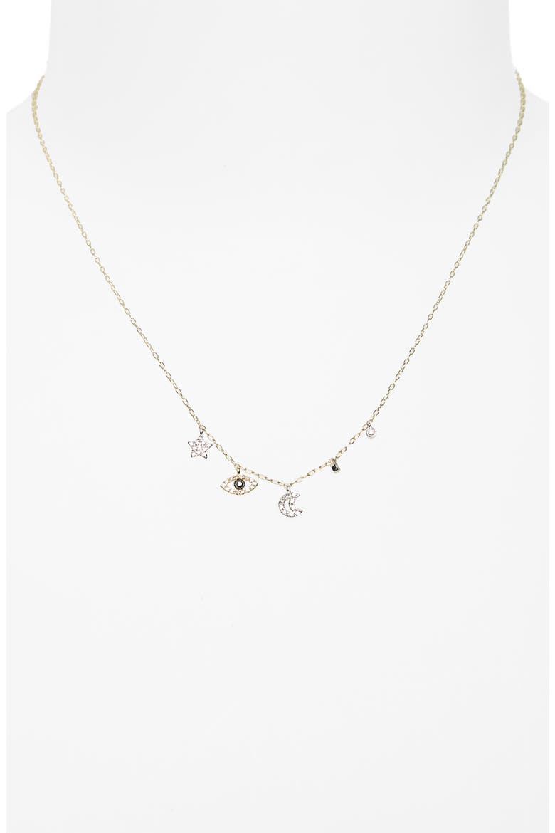 Diamond Charm Necklace, Alternate, color, YELLOW GOLD