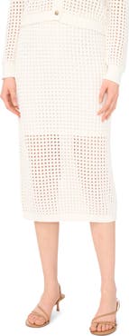 CeCe Open Stitch Midi Skirt
