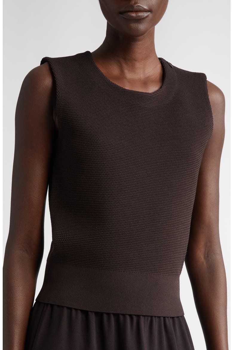 Sleeveless Piqué Sweater, Alternate, color, MOCHA