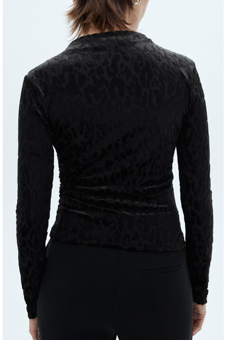 Leopard Print Long Sleeve T-Shirt, Alternate, color, BLACK