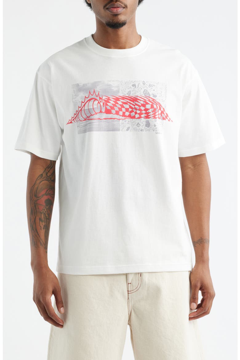 Wave Check Cotton Graphic T-Shirt, Main, color, WHITE