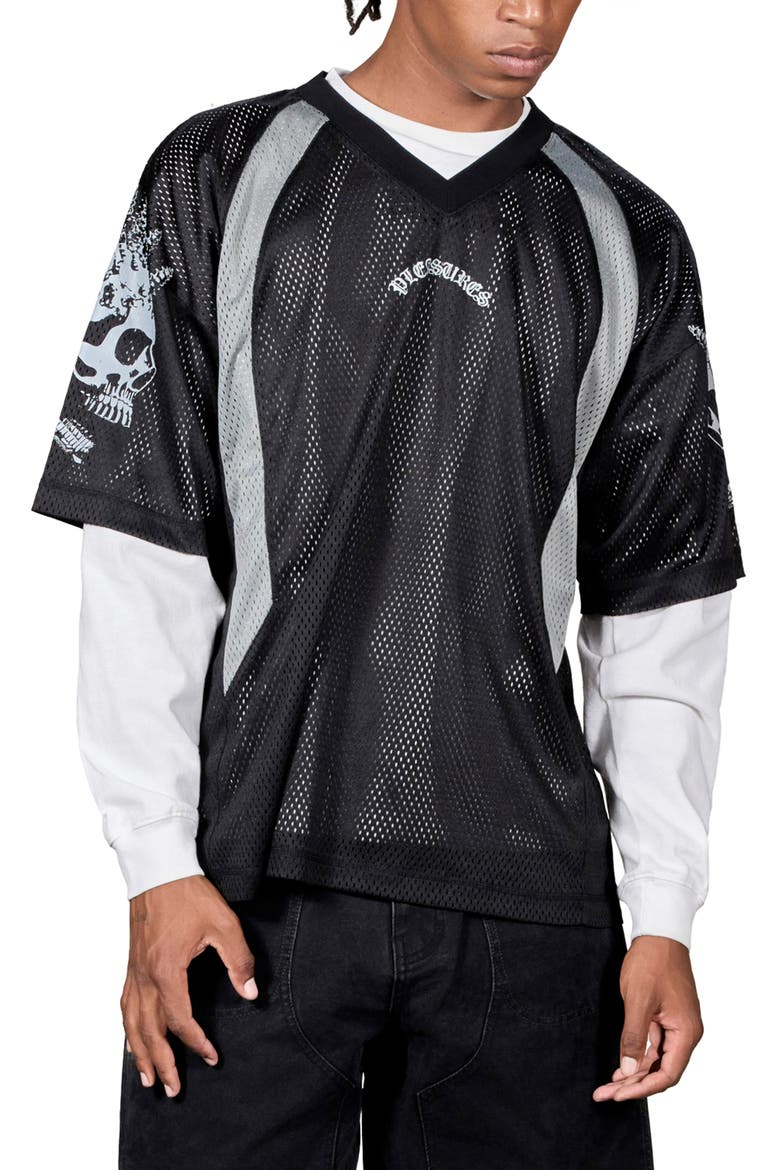 Screws Mesh Football Jersey, Main, color, BLACK