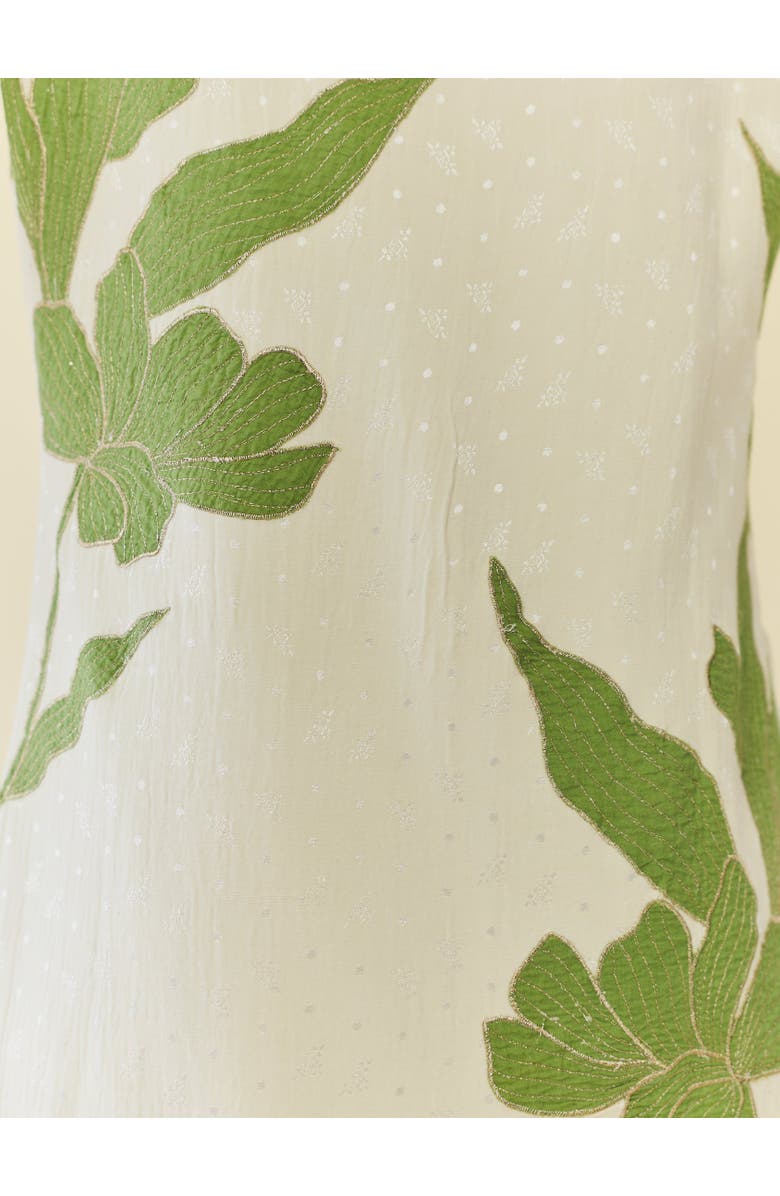 Eddy Alex Double Breasted Blazer Dress, Alternate, color, Ivory With Green Applique