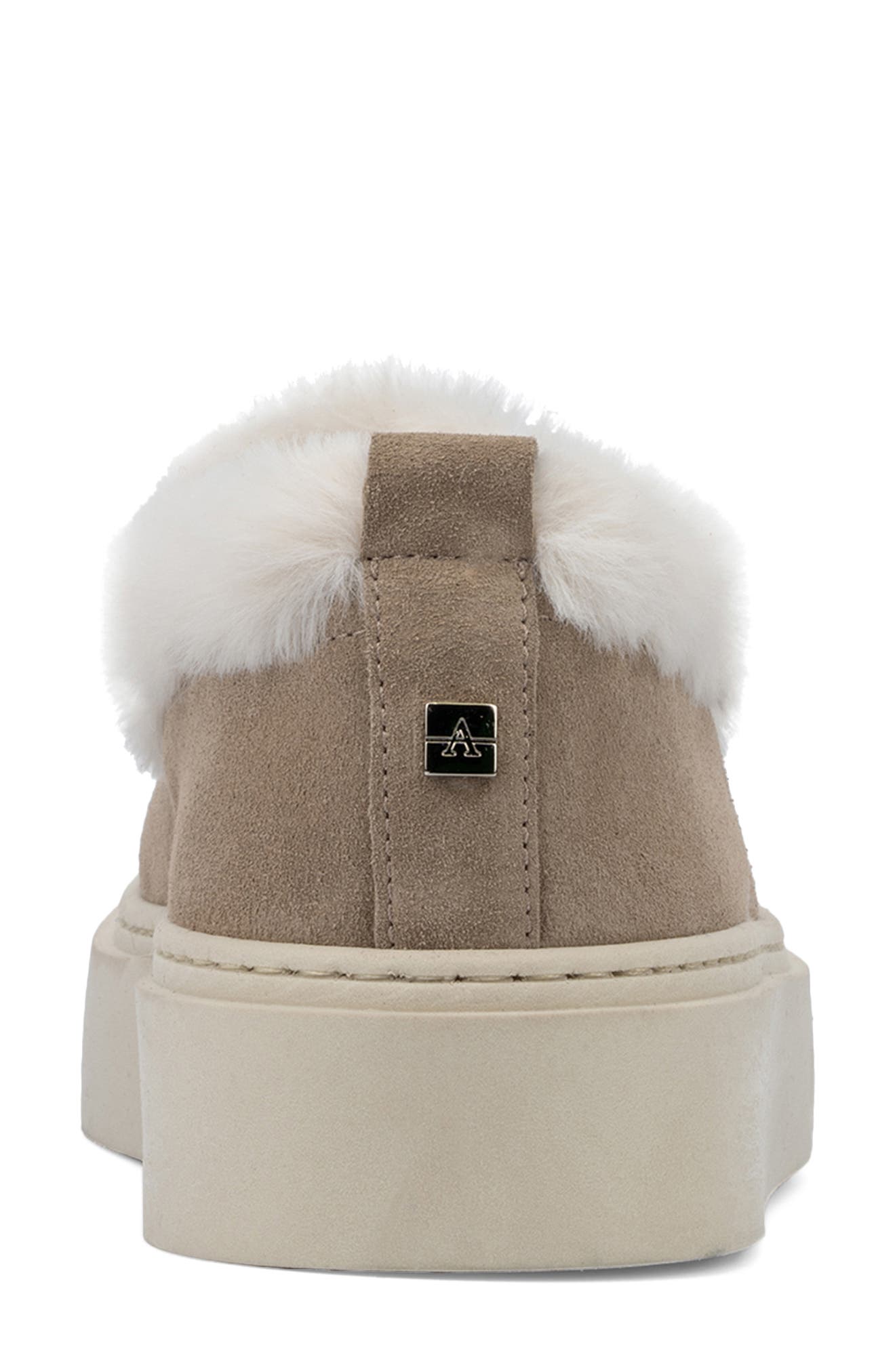 Letty Faux Fur Lined Slip-On Shoe, Alternate, color, DARK TAUPE/ WHITE
