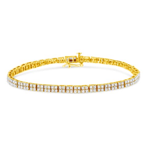 14K Yellow Gold Plated Silver 3.0 Cttw Diamond Link Bracelet