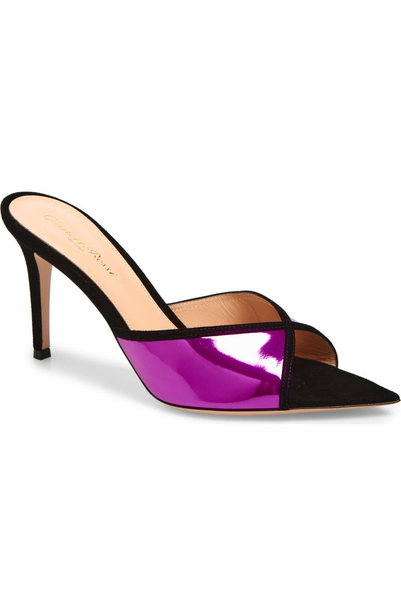 Gianvito Rossi Pointed Toe Sandal, Main, color, Black Bloom Freesia