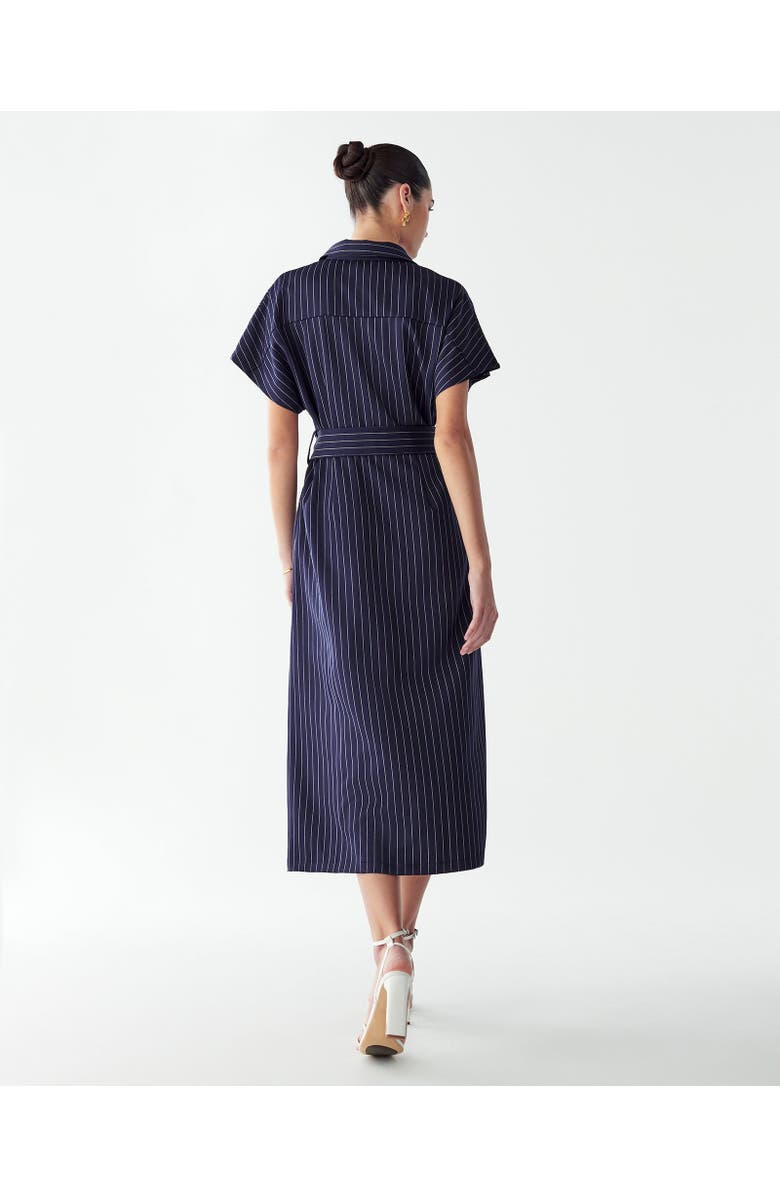 WILLA Wichita Midi Dress, Alternate, color, Navy Pinstripe