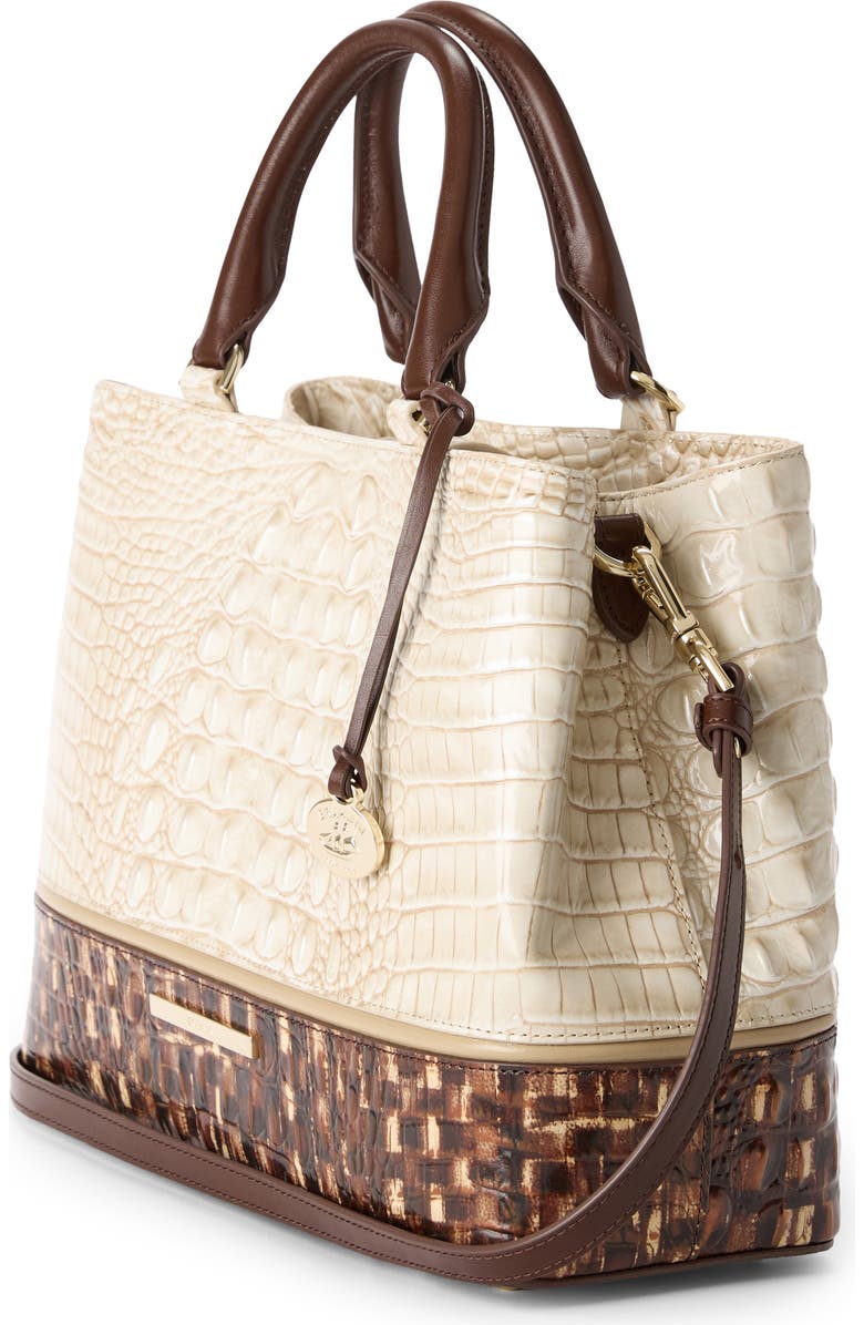 Brahmin Small Denise Croc Embossed Leather Satchel, Alternate, color, Ivory Multi