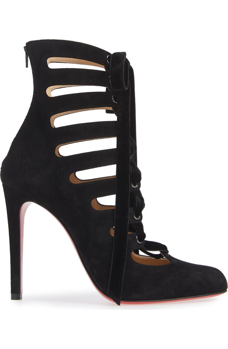 Christian Louboutin Spinetita Cage Lace-Up Bootie, Alternate, color,