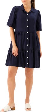 Karen Kane Tiered Puff Sleeve Shirtdress