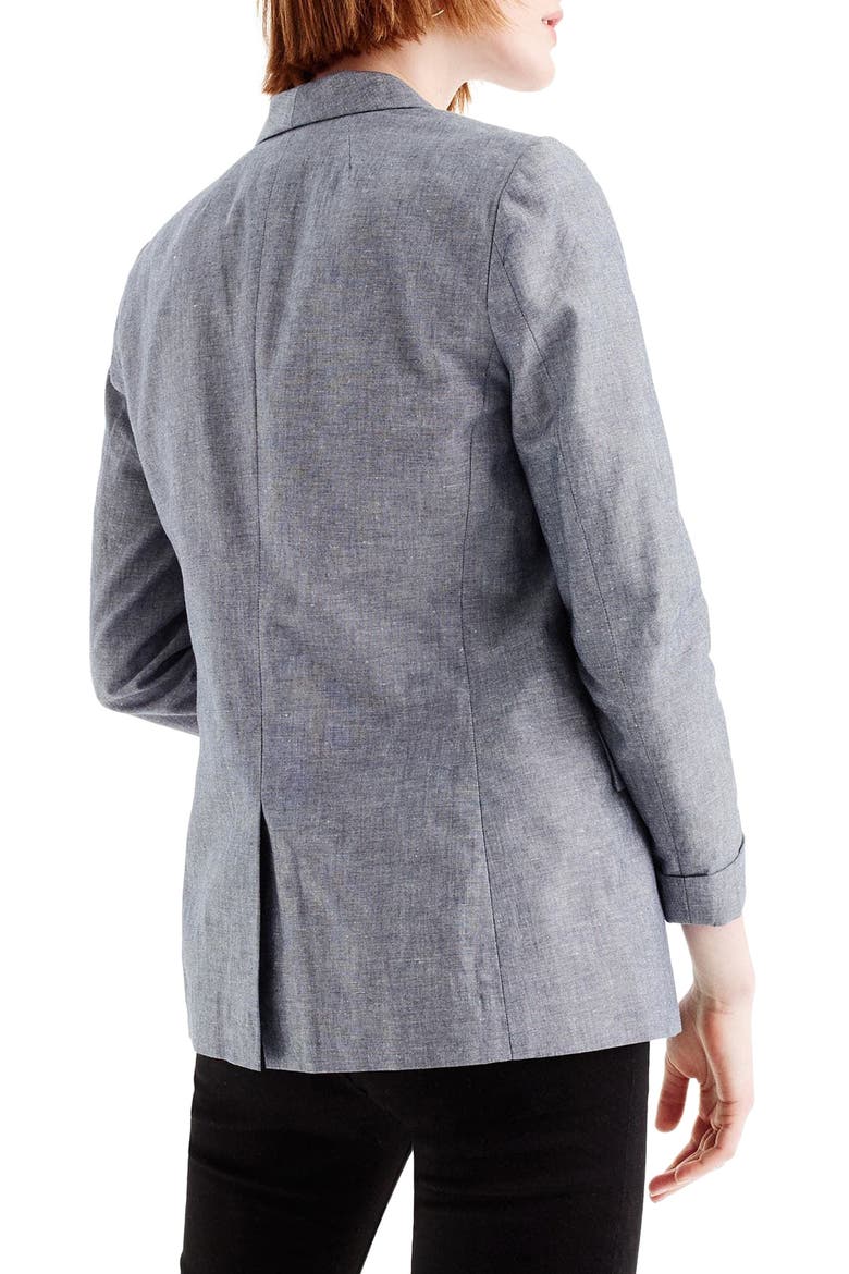 Unstructured Shawl Collar Cotton Linen Blazer, Alternate, color, DEEP WATER