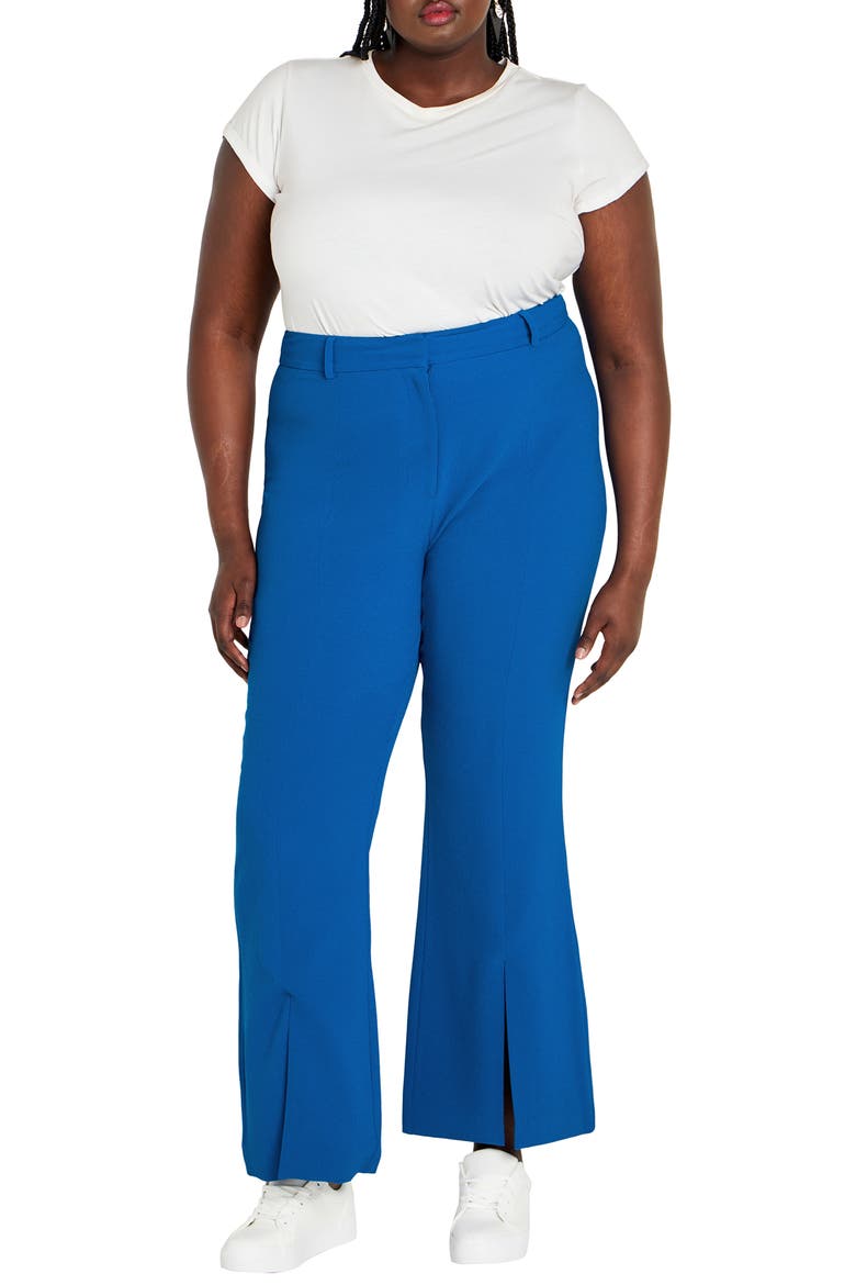 Kiana Split Hem High Waist Flare Pants, Alternate, color, BLUE