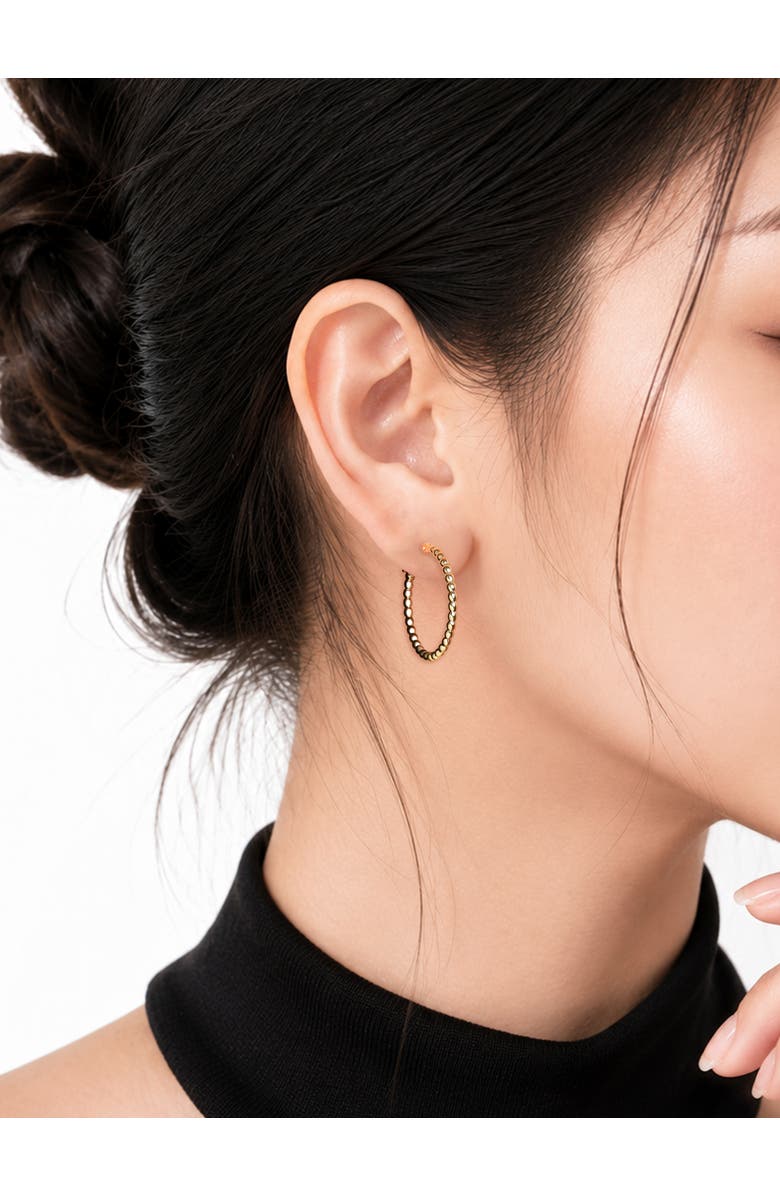 DEVATA Beaded Ball Hoop Earrings in 14K Gold, Alternate, color, Yellow Gold