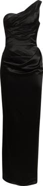 HOUSE OF CB Caprice One-Shoulder Satin Gown