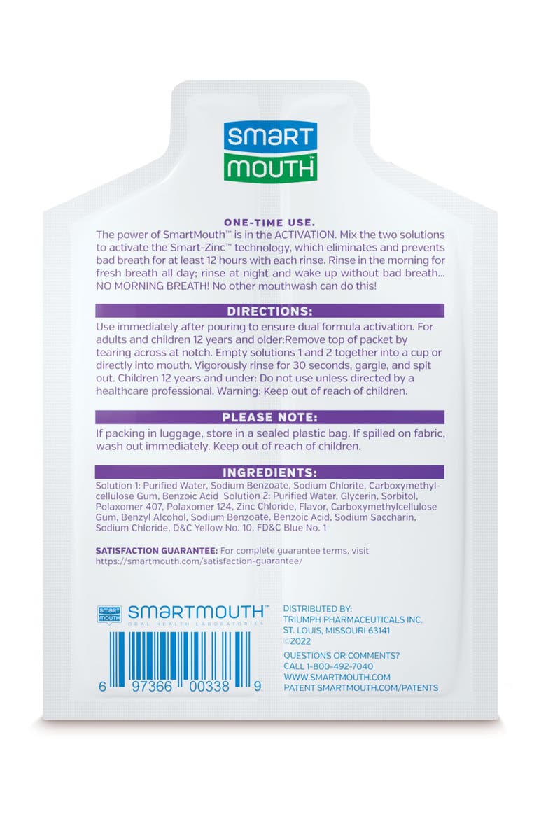 Dry Mouth Zinc Activated Travel Mouthwash Single Packs 50 Count, Alternate, color, Soothing Mint