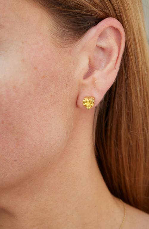 Savvy Cie Jewels Madeira Citrine Heart Stud Earrings In Yellow
