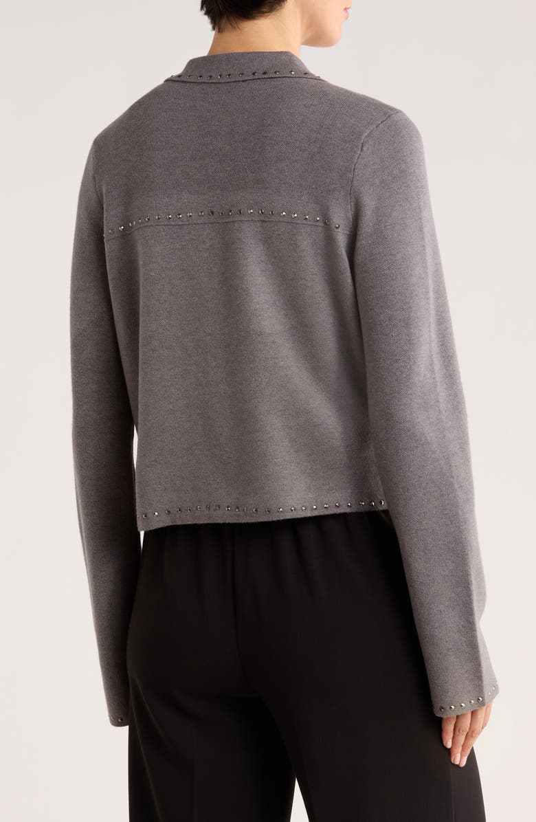 Ellen Tracy Studded Zip Cardigan, Alternate, color, Medium Grey Mix