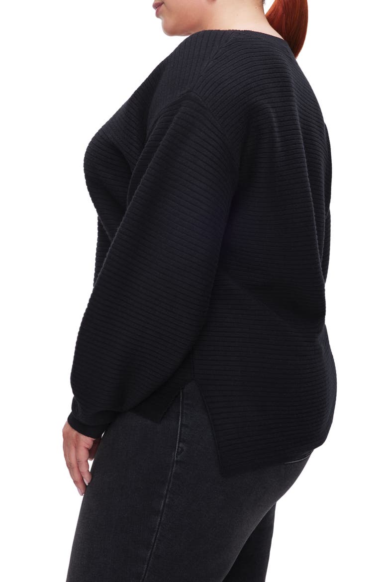 Rib Crewneck Sweater, Alternate, color, BLACK
