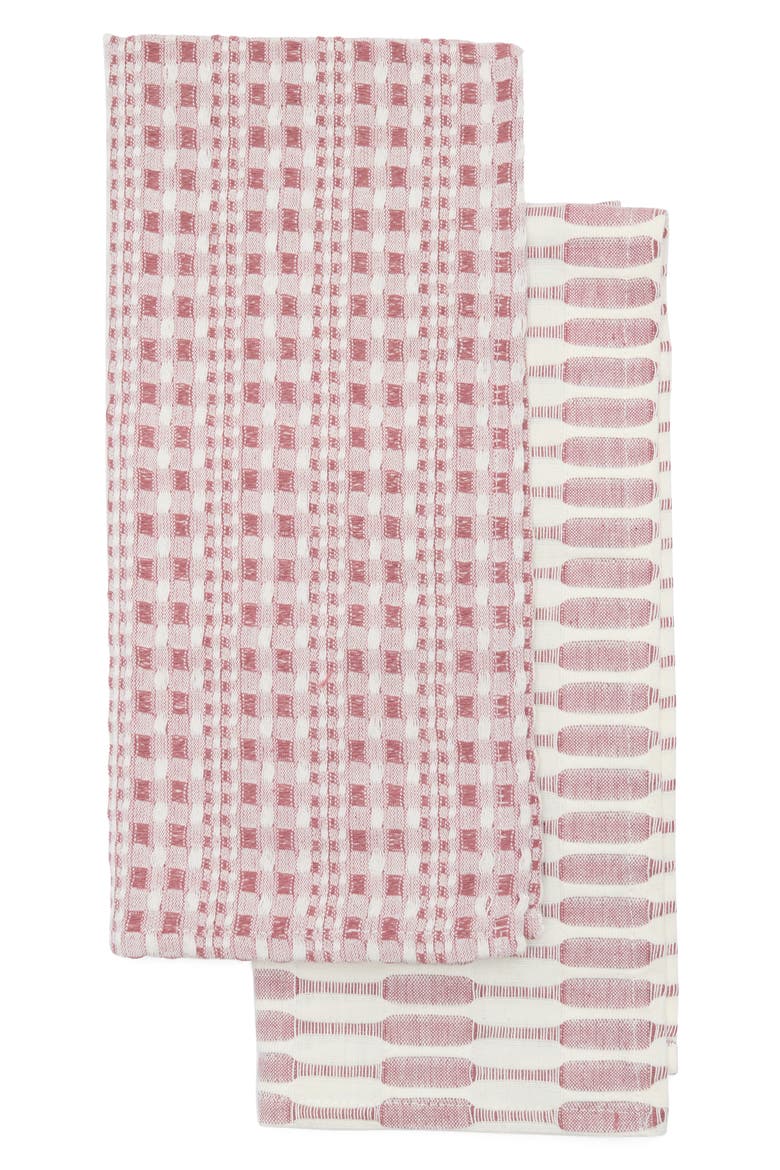 Abode Set of 2 Cotton Kitchen Towels, Main, color, CANYON ROSE