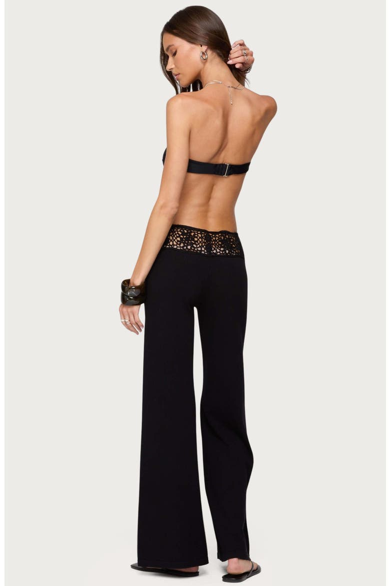Kirsty Crochet Waist Drawstring Pants, Alternate, color, BLACK