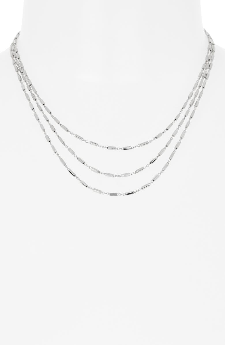NORDSTROM RACK Layered Triple Chain Necklace, Alternate, color, Silver