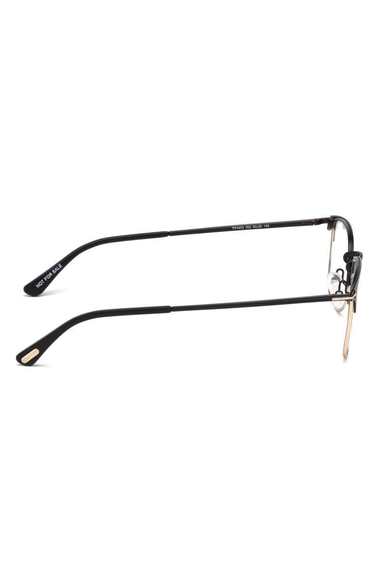 TOM FORD 52mm Geometric Optical Glasses, Alternate, color, Black Rose Gold