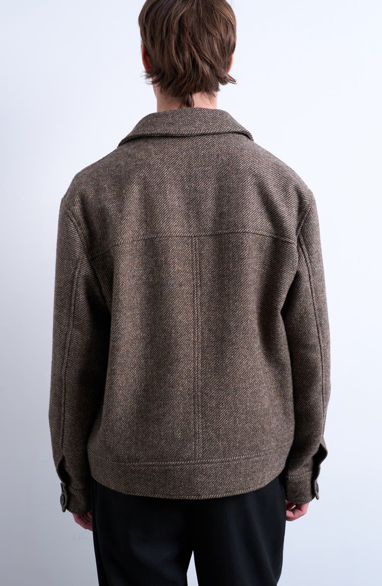 Topman Herringbone Short Jacket, Alternate, color, Brown