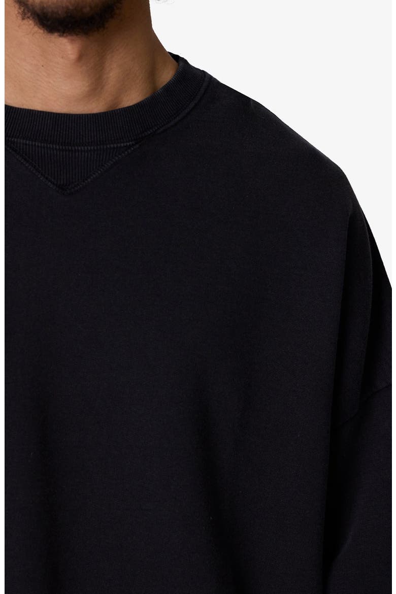 Crop Cotton Crewneck Sweatshirt, Alternate, color, WASHED BLACK