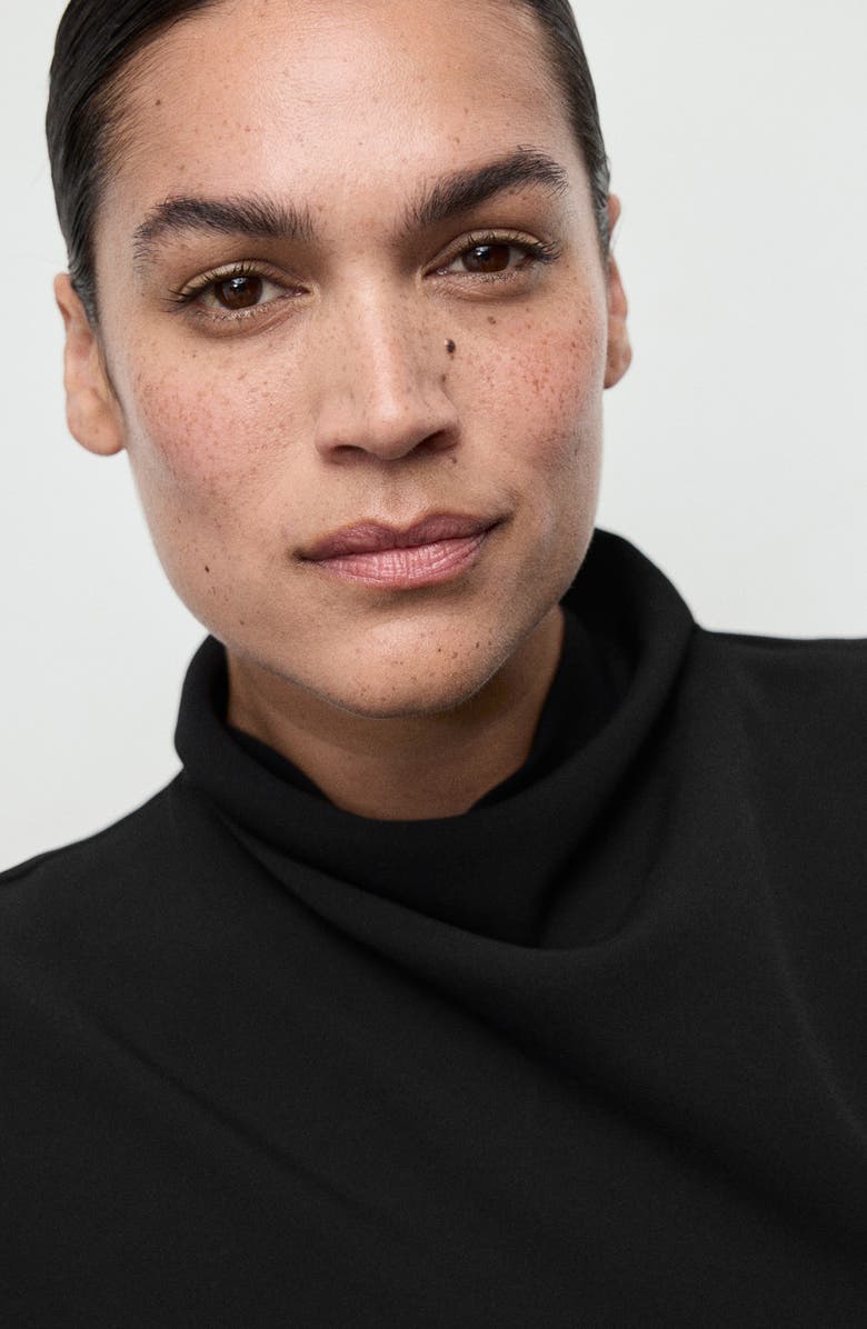 MANGO Drape Neck Belted Jumpsuit, Alternate, color, Black