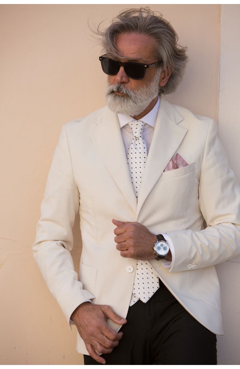 Elizabetta Tiburtina - Extra Long Silk Jacquard Tie for Men, Alternate, color, White