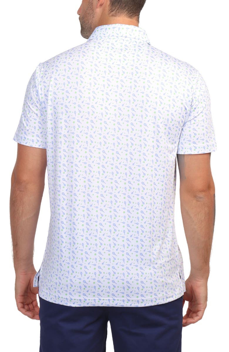 TailorByrd Tennis Racket Print Performance Polo, Alternate, color, White