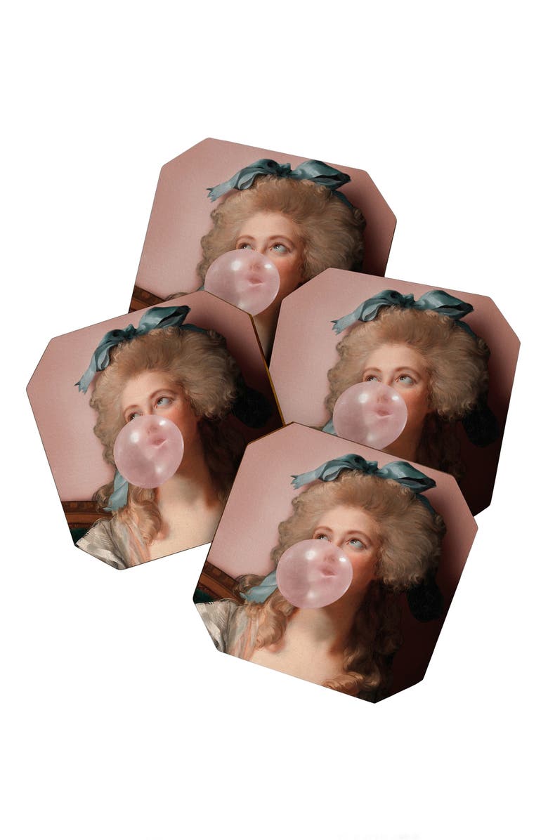 Deny Designs Bubblegum Princess Set of 4 Coasters, Main, color, Pink