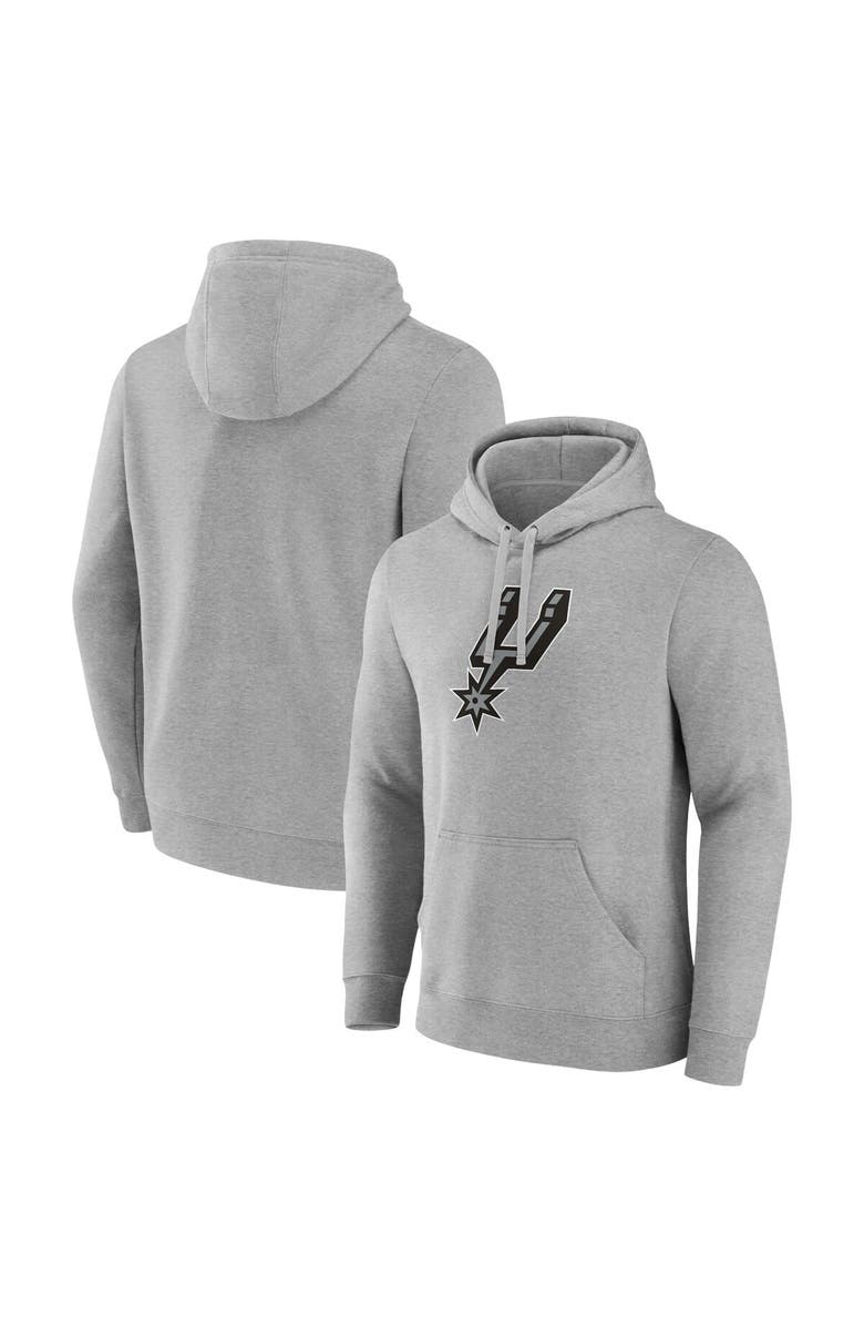 FANATICS Men's Fanatics Branded  Heather Gray San Antonio Spurs Primary Logo Pullover Hoodie, Alternate, color, 