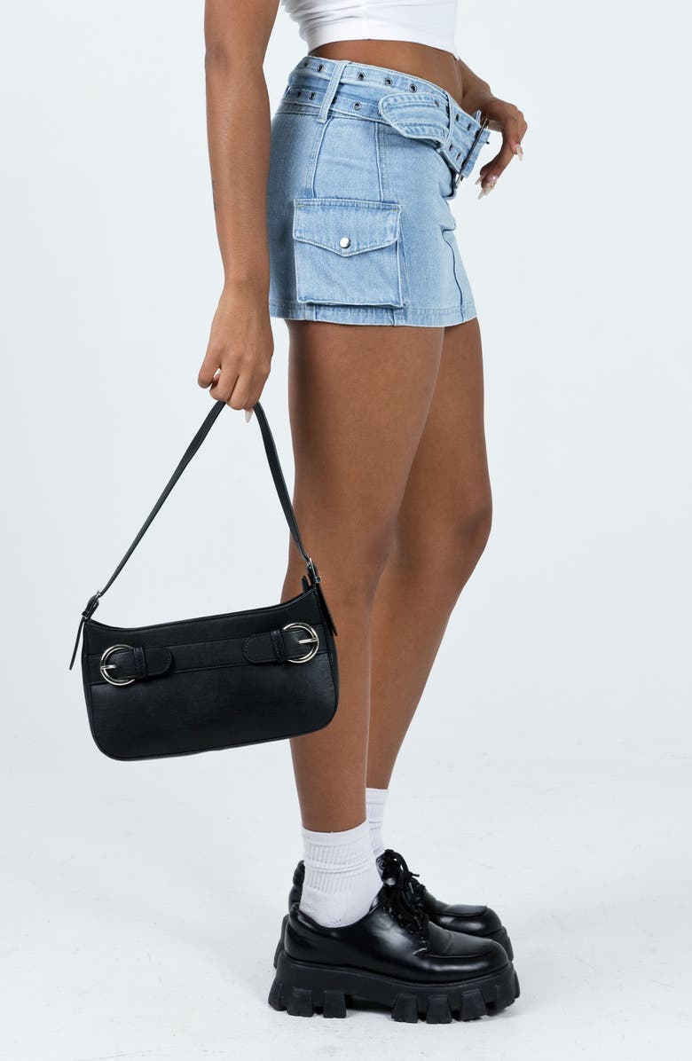 Princess Polly Iconic Belted Denim Cargo Miniskirt, Alternate, color, 