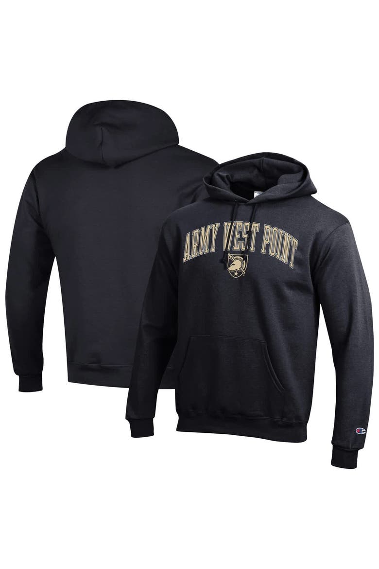 Men's Champion  Black Army Black Knights Arch Over Logo Pullover Hoodie, Alternate, color, Black