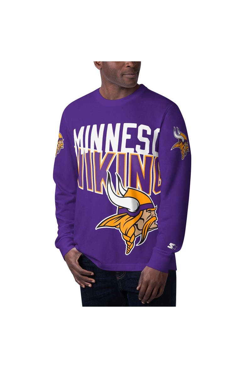 Men's Starter Purple Minnesota Vikings Clutch Hit Long Sleeve T-Shirt, Main, color, Purple