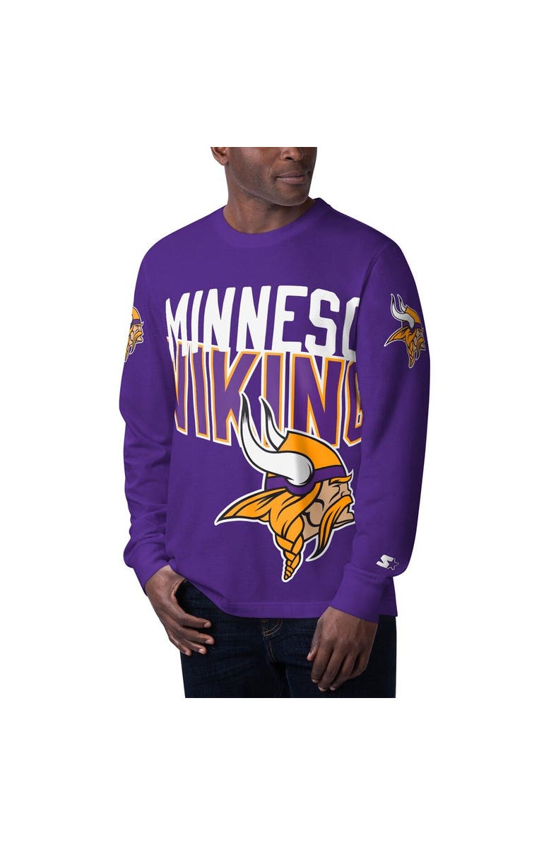 STARTER Men's Starter Purple Minnesota Vikings Clutch Hit Long Sleeve T-Shirt, Main, color, Purple