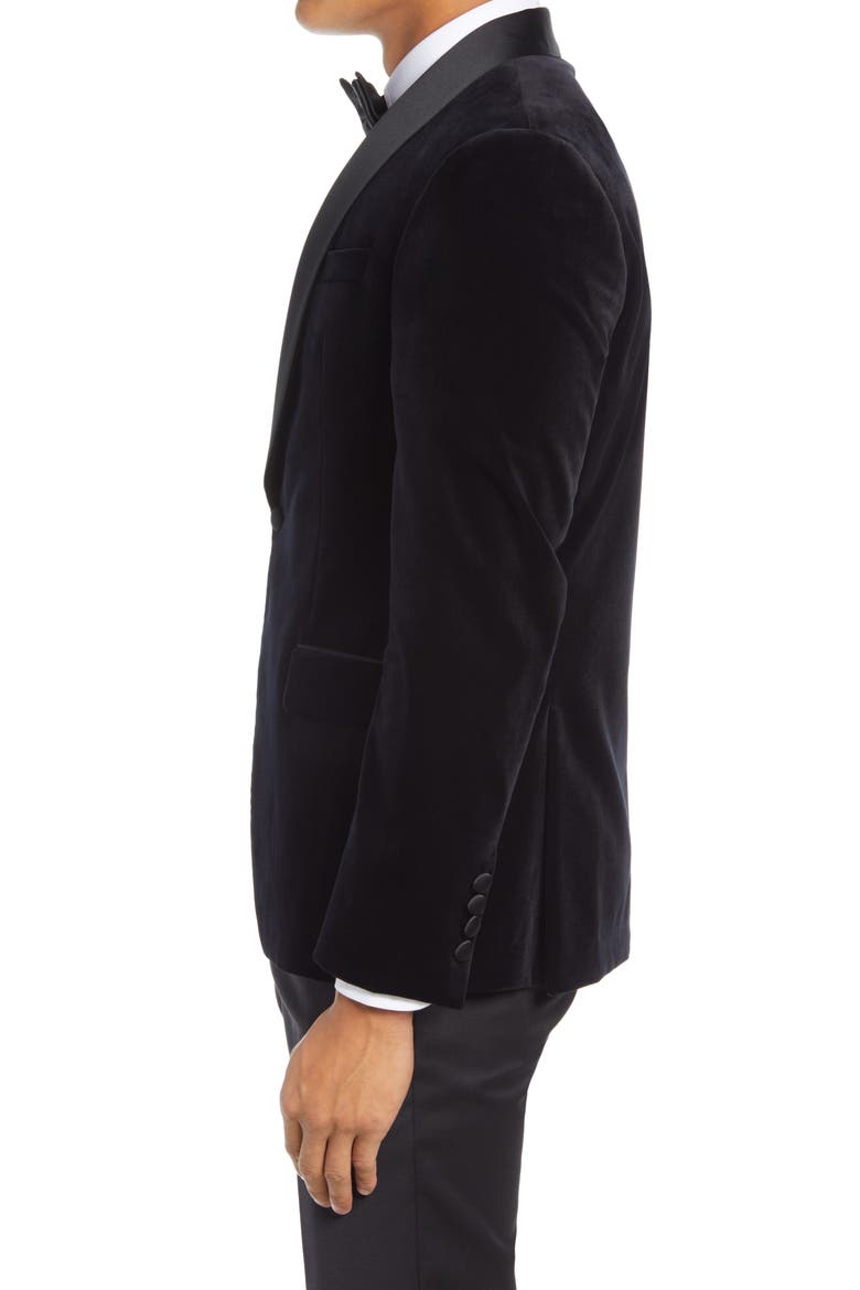 Josh Trim Fit Velvet Dinner Jacket, Alternate, color, BLACK