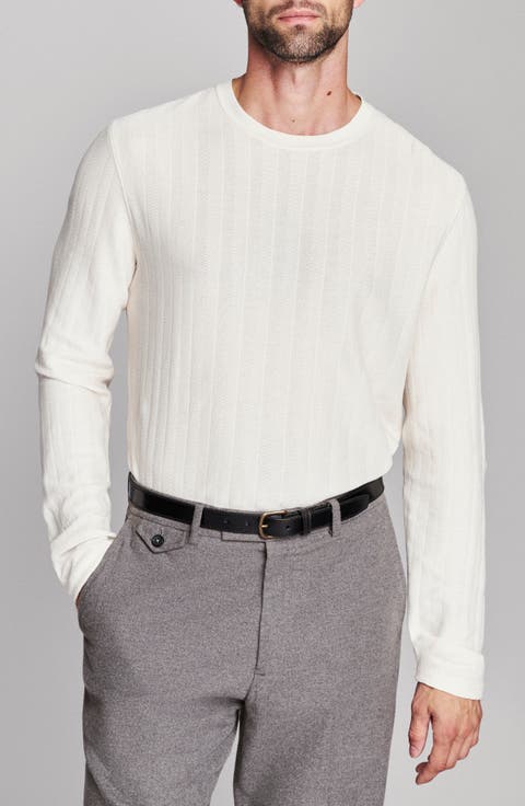 Herringbone Crewneck Long Sleeve T-Shirt