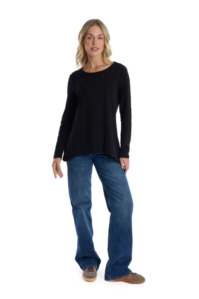 Wide Neck Long Sleeve Tee, Alternate, color, Black