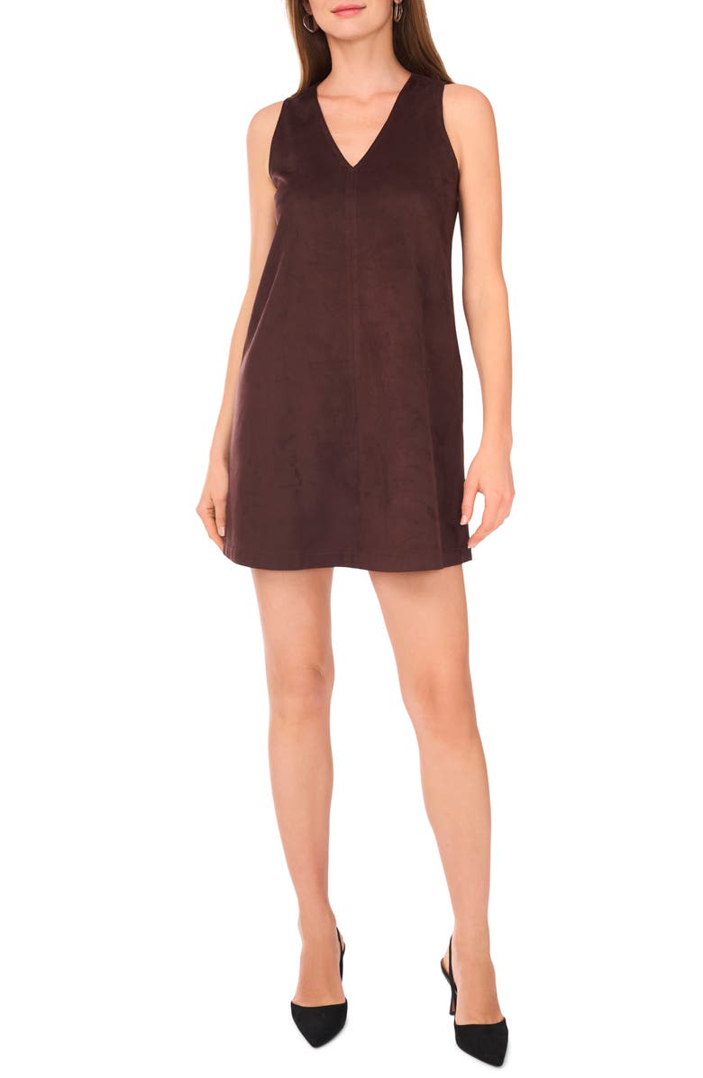 1.STATE Sleeveless Faux Suede Tank Dress, Main, color, Chocolate