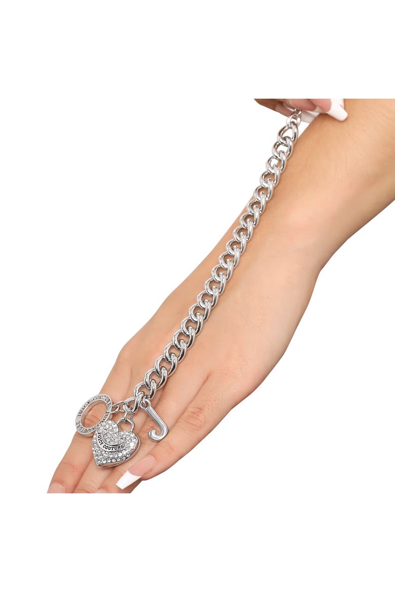 Toggle Bracelet with Crystal Heart Charm, Alternate, color, Silver